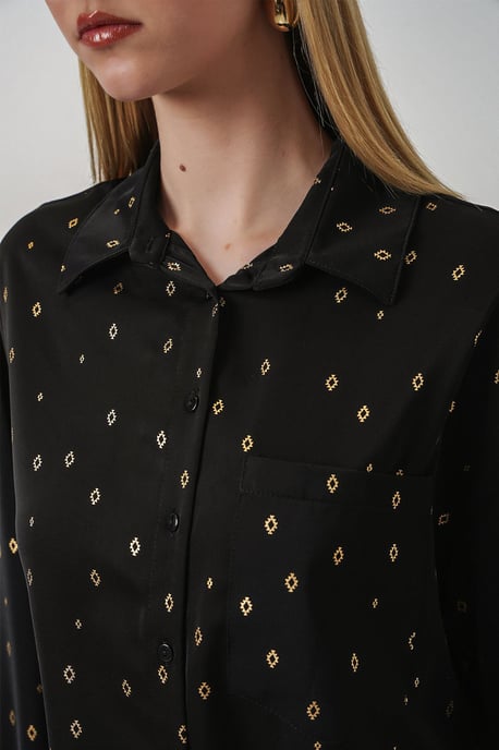 Oversized Long Sleeve Printed Shirt with Pocket - Image 5