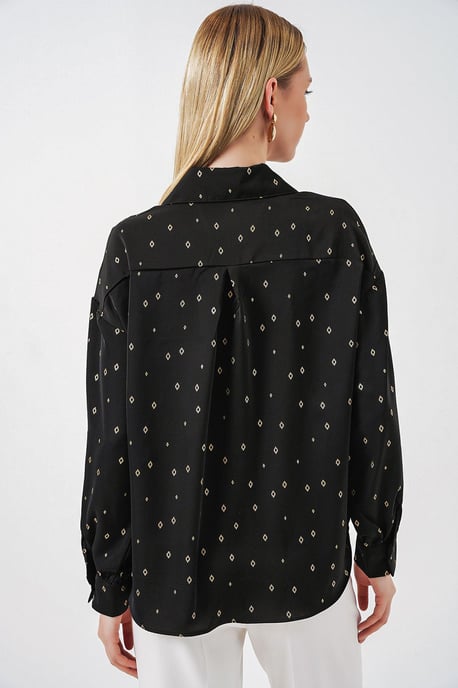 Oversized Long Sleeve Printed Shirt with Pocket - Image 6