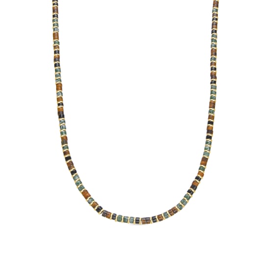 Luxenter Sterling Zilver 925 en tijgeroog collier met 18k gouden afwerking - Ryhu - Image 1