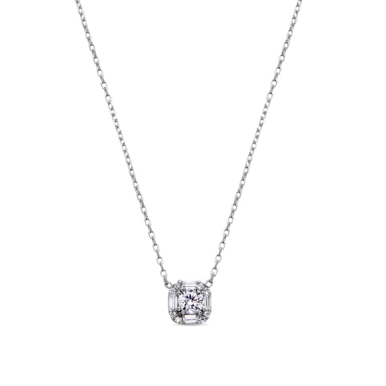Luxenter Sterling Silver 925 Halsband med Rhodiumpläterad Briljant Zirkonia - Dyadu - Image 1