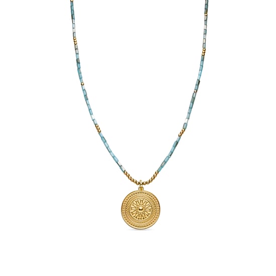 Luxeketting met Blauw Kristal 18k goud afwerking - Thyu - Image 1