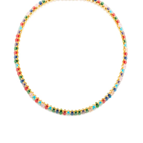 Luxenter-halsband med flerfärgad kristall 18k guldfinish - Nex - Image 1