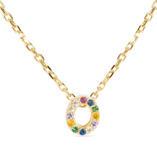 Luxenter Sterling Zilver 925 collier met Veelkleurige Zirkonia afgewerkt in 18K geel goud - Alfabet - Image 1