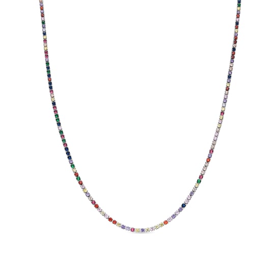 Luxenter halsband med flerfärgade zirkoner silverfärgad finish - Serly - Image 1