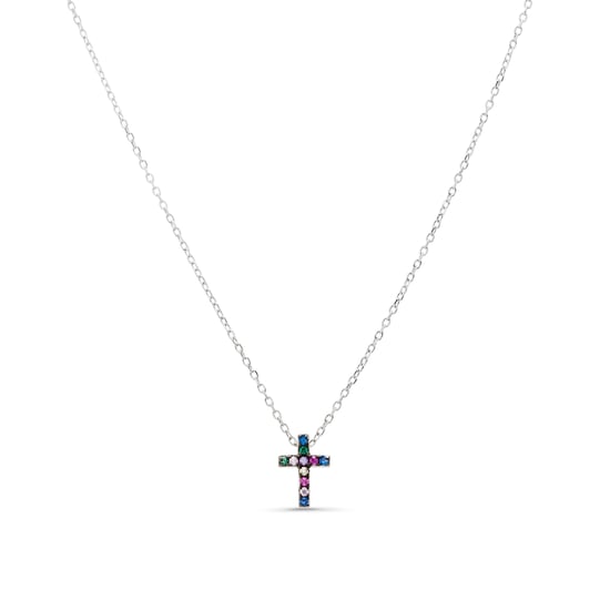 Luxenter Sterling Zilver 925 collier met Veelkleurige Zirkonia gerhodineerd - Sharra - Image 1