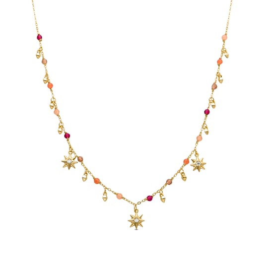 Luxenter Sterling Silver 925 halsband med mångfärgad kristall i 18K gult guld - Sekhay - Image 1