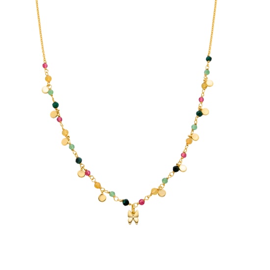 Luxenter Sterling Silver 925 halsband med 18K gulguldpläterad grön kristall - Butterfly - Image 1