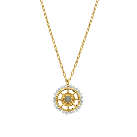 Luxenterhalsband med blå kristall 18k guldfinish - Yakde - Image 1