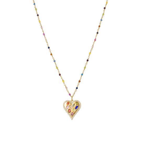 Luxenter Sterling Silver 925 halsband med flerfärgad zirkonia i 18K gult guld - Hamka - Image 1
