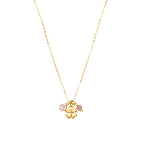 Luxenter Sterling Silver 925 halsband med rosa zirkonia avslutat med 18K gult guld - Douala - Image 1