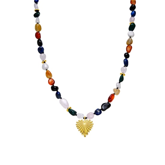 Luxenter Necklace with Multicoloured Natural Stone 18k gold finish - Ilisen - Image 1