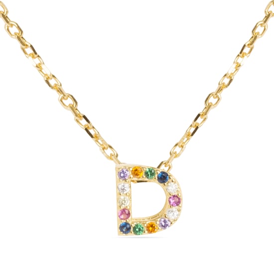 Luxenter Sterling Zilver 925 collier met Veelkleurige Zirkonia afgewerkt in 18K geel goud - Alfabet - Image 1