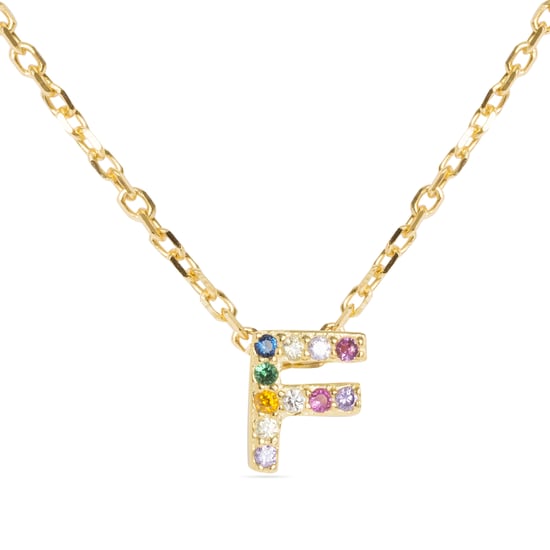 Luxenter Sterling Zilver 925 collier met Veelkleurige Zirkonia afgewerkt in 18K geel goud - Alfabet - Image 1