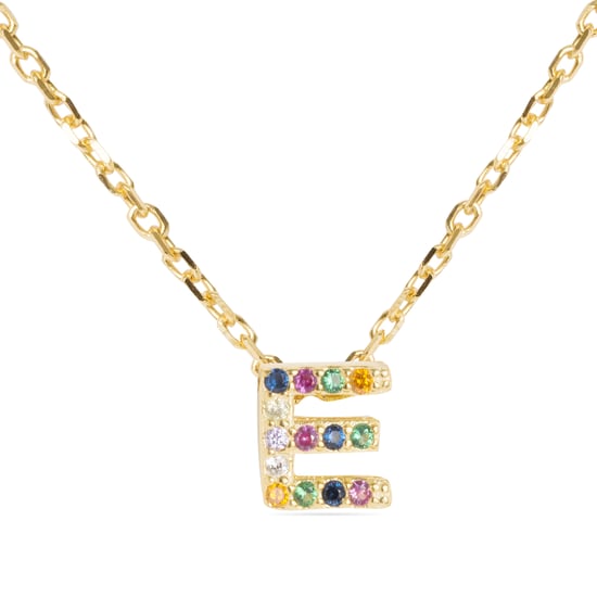 Luxenter Sterling Zilver 925 collier met Veelkleurige Zirkonia afgewerkt in 18K geel goud - Alfabet - Image 1