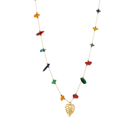 Luxenter Multicolour Zirconia necklace finished in 18K yellow gold - Ilonda - Image 1