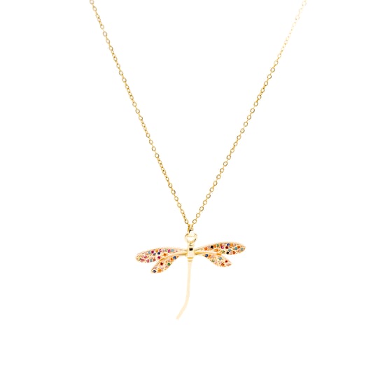 Luxenterhalsband med flerfärgade zirkoner 18K guldfinish - Zaka - Image 1