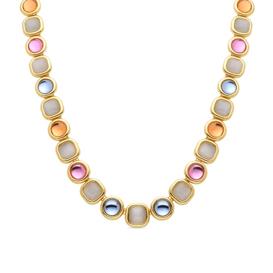 Luxenter Multicolour Crystal Halsketting afgewerkt in 18K geel goud - Mantis - Image 1
