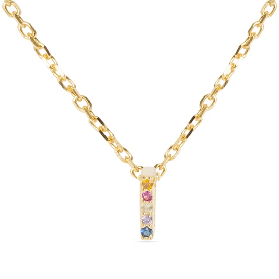 Luxenter Sterling Zilver 925 collier met Veelkleurige Zirkonia afgewerkt in 18K geel goud - Alfabet - Image 1