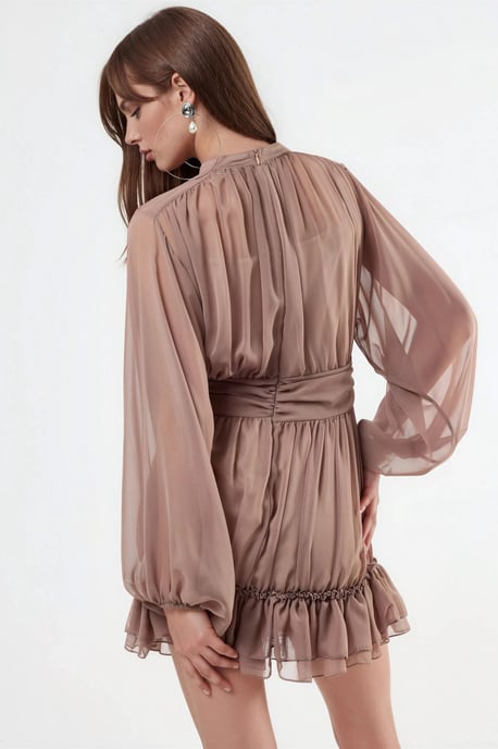Frilly Turtleneck Mini Dress - Image 4