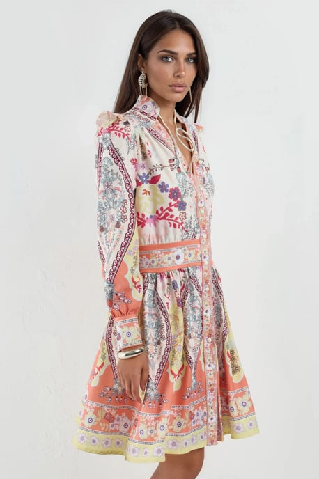 Fleurige Paisley V-Hals Mini Skater Jurk - Image 3
