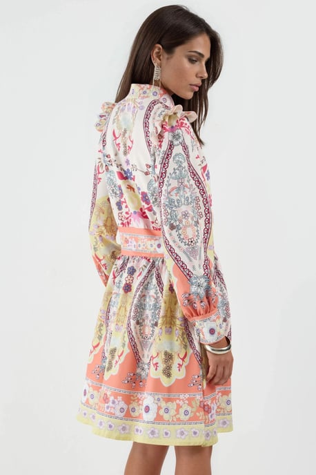 Fleurige Paisley V-Hals Mini Skater Jurk - Image 4