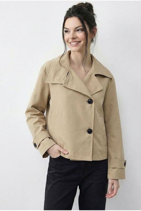 Korte Mandarijnkraag Trenchcoat - Image 3