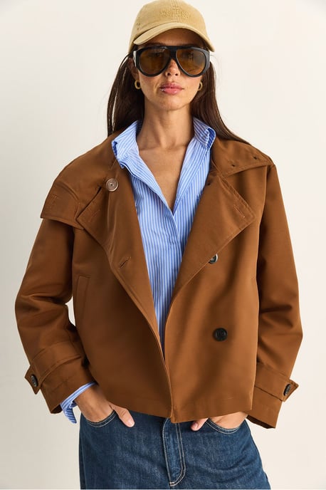 Korte Trenchcoat met Mandarijnkraag - Image 2
