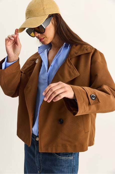 Korte Trenchcoat met Mandarijnkraag - Image 5
