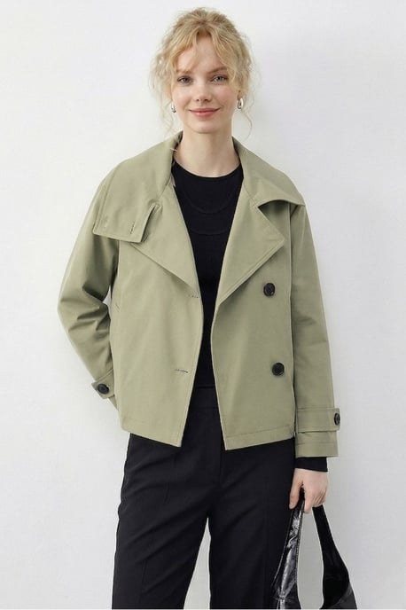 Korte Trenchcoat met Mandarijnkraag - Image 5