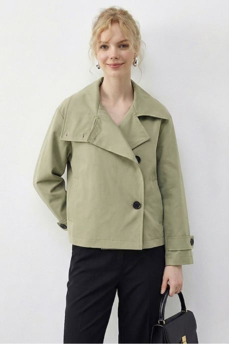 Korte Trenchcoat met Mandarijnkraag - Image 6
