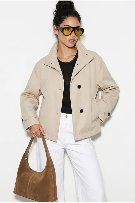 Korte trenchcoat met mandarin halslijn - Image 3