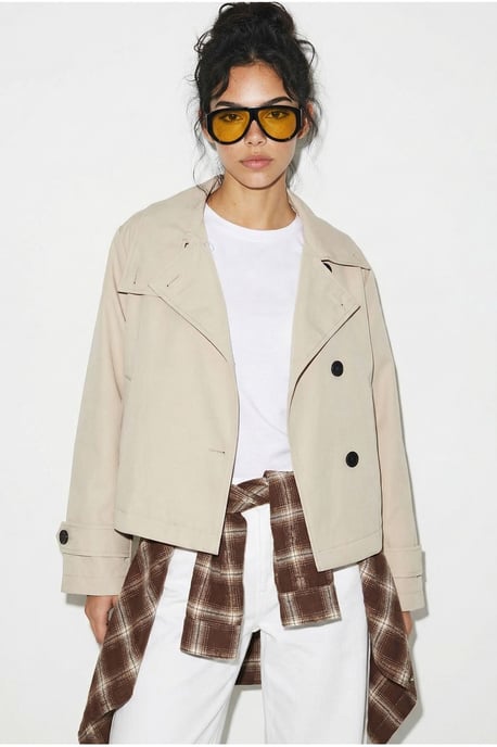 Korte trenchcoat met mandarin halslijn - Image 6
