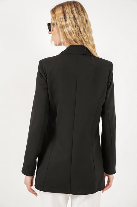 Long Tie Closure Shawl Collar Blazer - Image 6