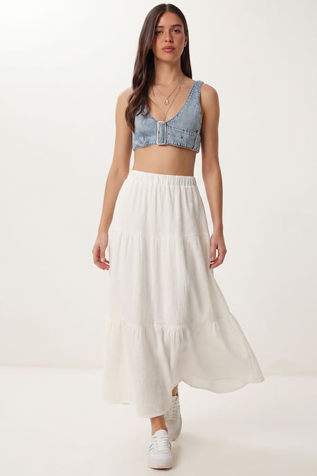 High Waist A-Line Maxi Skirt - Image 2