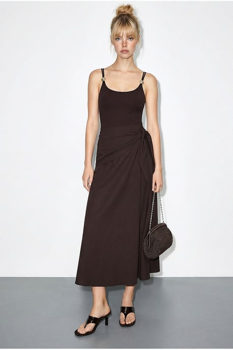 Hoge Taille A-Lijn Wrap Rok met Strikdetail - Image 1