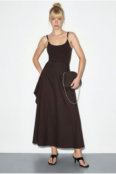 Hoge Taille A-Lijn Wrap Rok met Strikdetail - Image 3