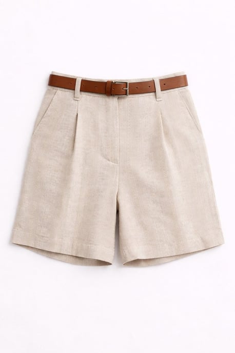 Hoog Taille Wijde Pijpen Geknoopte Tailored Shorts - Image 1