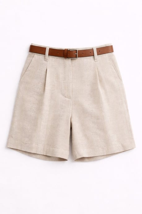 High Waist Wide Leg Belted Tailored Shorts - Image 1