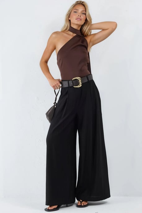 Hoge Taille Wijde Pantalon met Plooien - Image 4