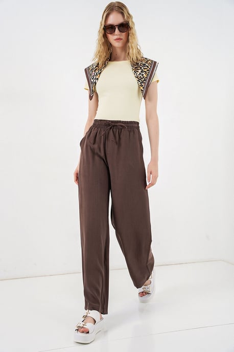 High Waist Wide Leg Trousers with Pocket - Image 3