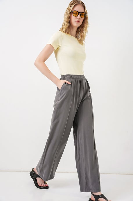Brede Pijpen Broek met Elastische Taille - Image 3