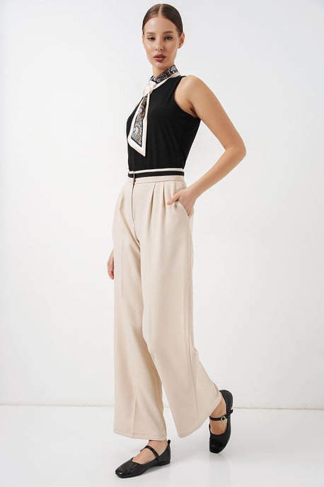High Waist Wide Leg Trousers with Pockets - Image 3