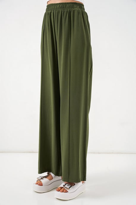 Brede Pijpen Broek met Elastische Taille - Image 2
