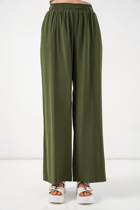 Brede Pijpen Broek met Elastische Taille - Image 4