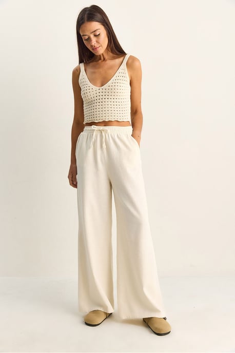 Brede Katoenen Broek met Touwsluiting Taille - Image 3