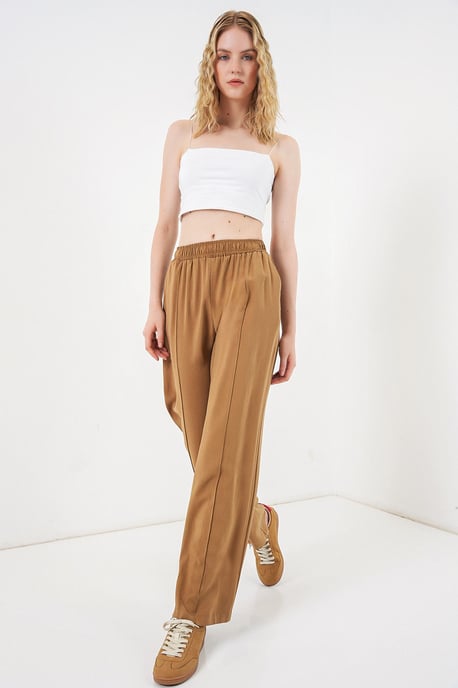 Brede Pijpen Broek met Elastische Taille - Image 3
