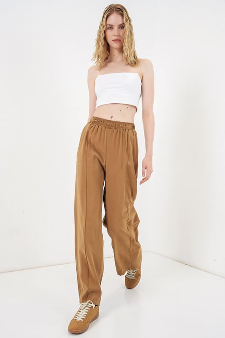 Brede Pijpen Broek met Elastische Taille - Image 5