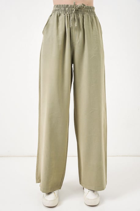 High Waist Wide Leg Trousers with Pocket - Image 2