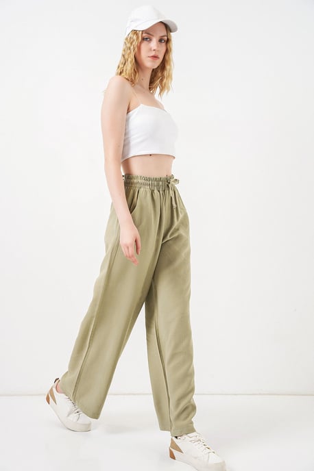 High Waist Wide Leg Trousers with Pocket - Image 3