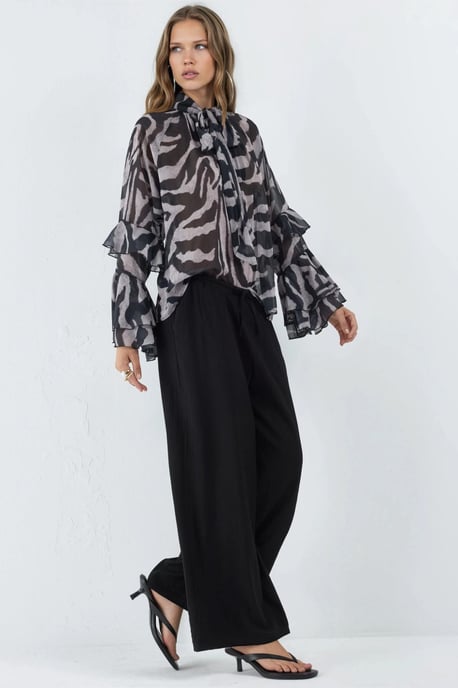 Wijde Pantalon met Elastische Taille en Zakjes - Image 2